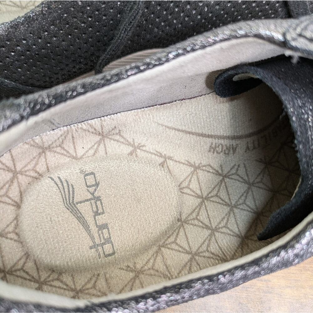 Dansko Christina Sneakers 10.5 11 EU 41 Metallic Pewter Perforated Casual Lace - Picture 10 of 13